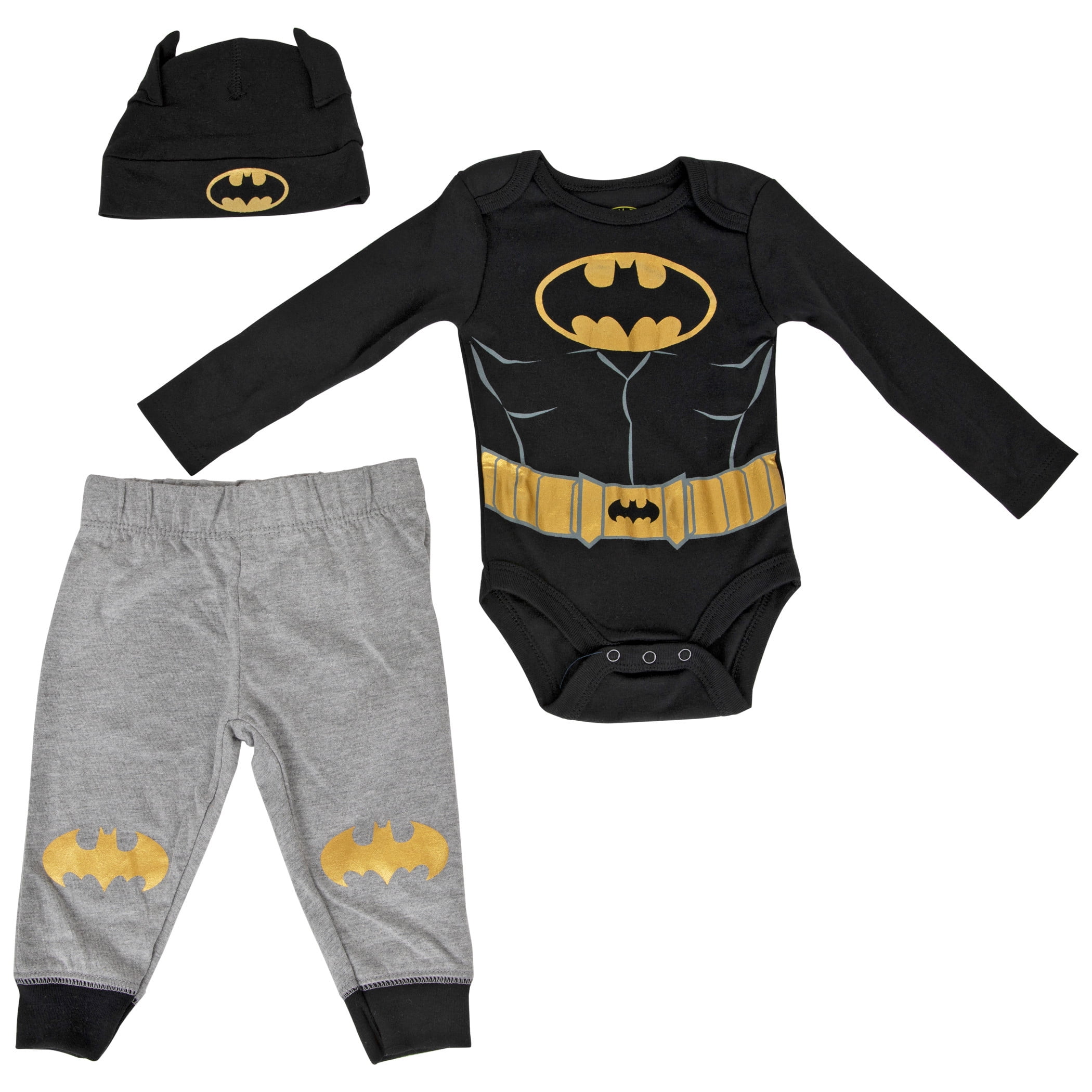 Baby Boy Batman Superhero 2 Long Sleeve Bodysuits Size 3 6 9 Months Layette Blue 
