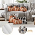 thumbnail image 6 of Fall Outdoor Waterproof Pillow Covers, Thanksgiving Orange Pumpkin Black Buffalo Plaid Decorative Square Throw Pillowcase Sofa Cushion Sham for Patio/Couch/Chair, 16"x16" 2 Pack, 6 of 8