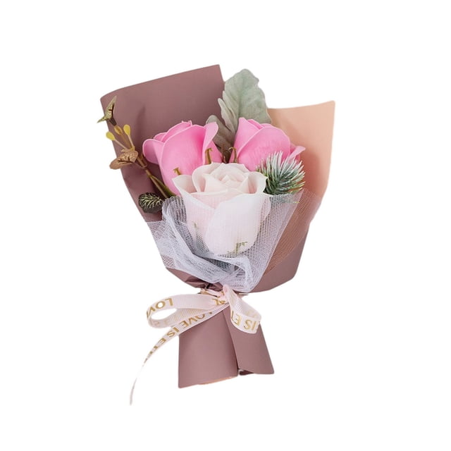 Jabón de flores artificiales con forma de rosa y girasol, ecológico, hecho a mano, con ingredientes naturales, aceites esenciales y fragancia relajante.