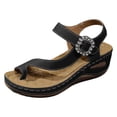 thumbnail image 5 of Rokment Sparkly Rhinestones Orthopedic Flip Flops Walking Sandals for Women Comfortable Leather Arch Support Platform Wedge Dressy Summer Shoes Black Size 6, 5 of 5