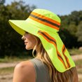 thumbnail image 2 of High Visibility Reflective Work Safety Sun Hat with Neck Flap, Wide Brim UV Protection Hat With Top Vents, Breathable Cooling Mesh for Summer Heat, 2 of 6