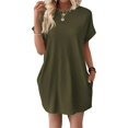 thumbnail image 3 of Womens Summer Dresses Fashion 2025 Short Sleeve Spring Mini Dress Casual Beach Vacation Clothes Dresses Army Green XXL, 3 of 9