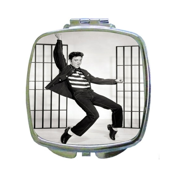 Singer Elvis Presley Jailhouse Rock Dance Vintage Style Actor - Square Shaped Compact Travel Pocket Size Beauty Mirror