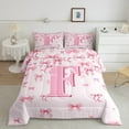 thumbnail image 2 of jejeloiu Initial Letter F Queen Comforter Set,Kawaii Bow Bowknot Bedding Sets,Light Pink Bedding Comforter Set For Girls,Breathable Bedroom Decoration Reversible,3-Piece, 2 of 8