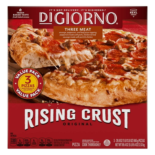 DiGiorno Original Rising Crust Three Meat Pizza, Frozen, 3 pk.