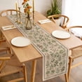 thumbnail image 3 of Table Runner 108 Inches Long for Kitchen Dining, Vintage Botanical Dresser Scarf Farmhouse, Dining Table Decorations for Wedding/Parties, Country Herbs Leaves Plants Flowers Brown 13 x 108 In, 3 of 8