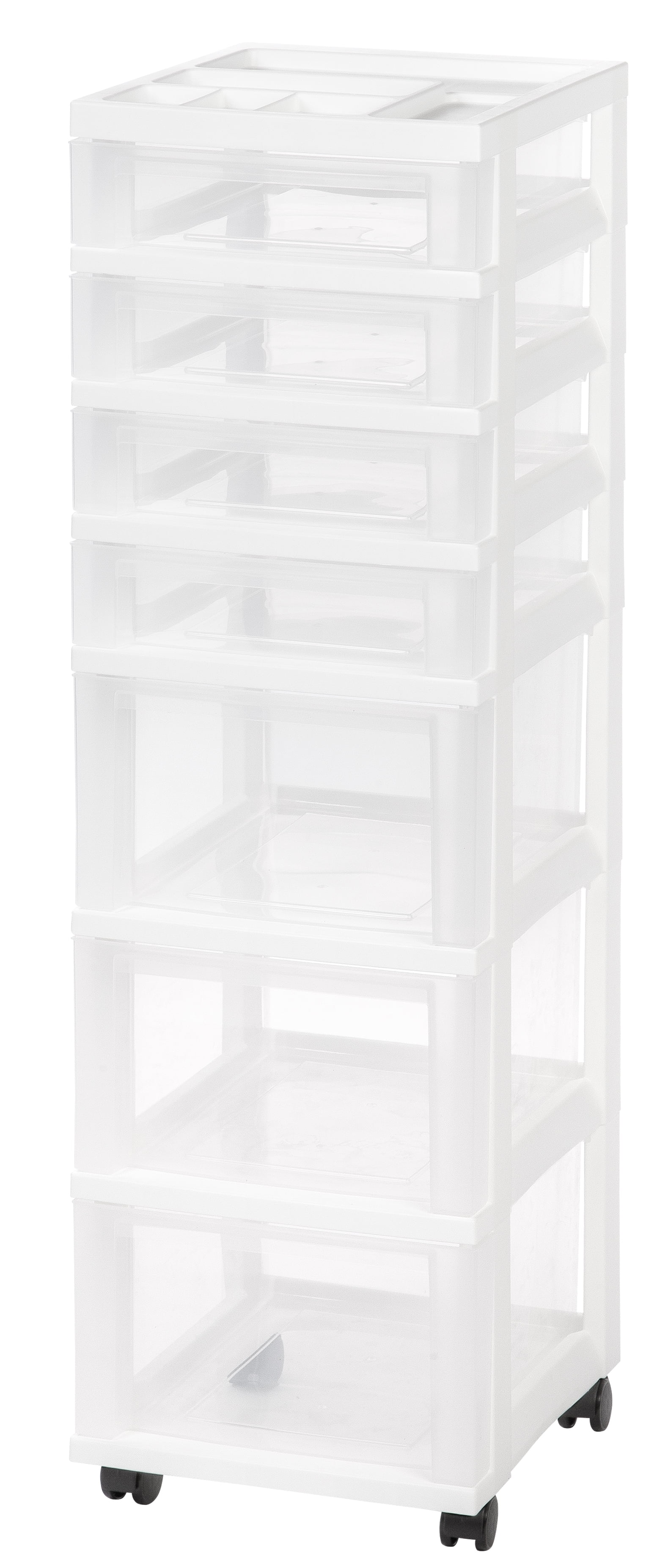 IRIS USA 7drawer Plastic Storage rolling Cart with drawer, White