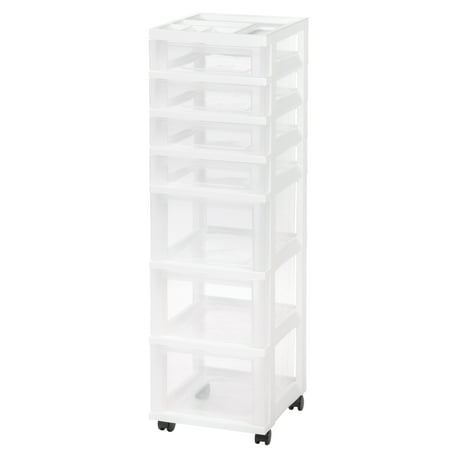 IRIS USA 7 Drawers Plastic Storage rolling Cart with drawer White