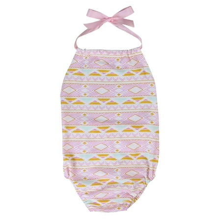 

Gwiyeopda Newborn Girl Sleeveless Romper Lace Up Backless Pattern Printed Jumpsuit 0-24 Months