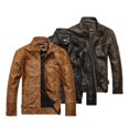 DDWD men‘s jacket autumn and winter middleaged PU jacket stand collar