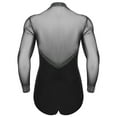 thumbnail image 2 of TiaoBug Men Sheer Mesh Dance Shirts Gymnastics Bodysuit Salsa Samba Cha Cha Tango Dance Leotard Black L, 2 of 7