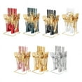thumbnail image 2 of PENGXIANG Gold Silverware Set Stainless Steel  24 Piece Anti-Rust Mirror Polished Flatware Gold Utensils Set Service for 6 with Gift Packaging  Dishwasher Safe  Hotel Tableware Wholesale, 2 of 6
