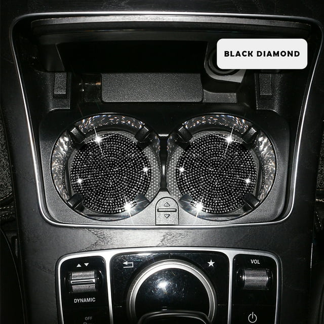 Danhjin Bottom Pad 2Pcs Car Cup Non-Slip Car Interior Accessories Crystal Glitter Cup Bottom Mat