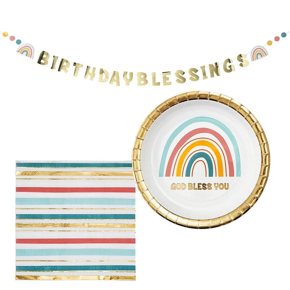 Fun Express Birthday Blessings Party Decorating & Tableware Kit for 16 Guests - 49 Pieces
