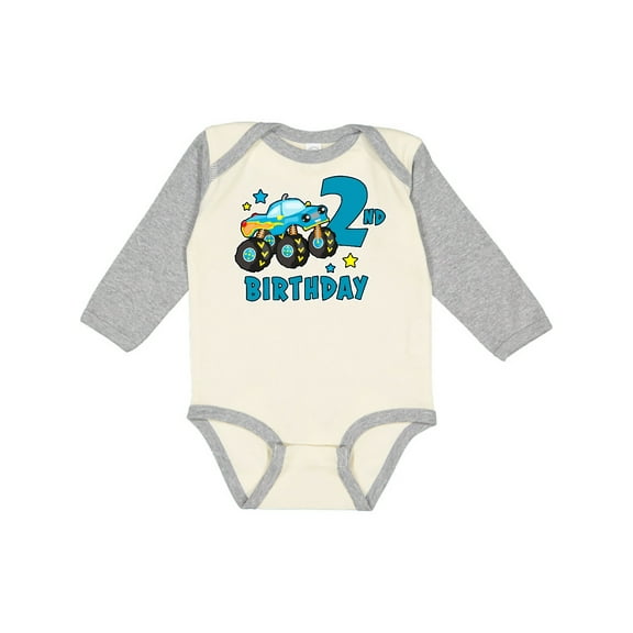 Inktastic 2nd Birthday Monster Truck Boys Long Sleeve Baby Bodysuit