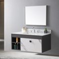 thumbnail image 4 of CITYLE 43"x22" Bathroom Vanity Top with Ceramic Undermount Sink & Backsplash,Carrara White Sintered Stone Counter Top, 3 Holes Vanity Sink Top, 4 of 9
