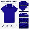 thumbnail image 5 of Aideaone Boys Polo Shirt Solid Color V-Neck Casual Short Sleeve Shirts for Boys Size 7-14T, 5 of 6