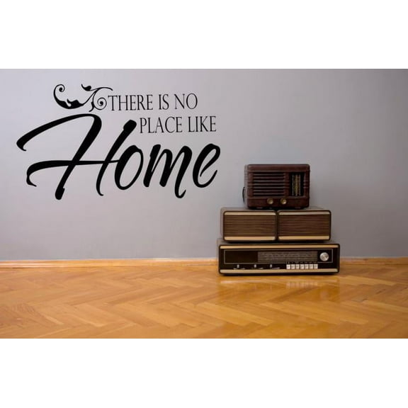 There Is No Place Like Home | Stick And Peel Home Wall Mural Art Decor Decals - 12" x 20" DIY Removable Vinyl Bedroom Living Room Adhesive Decoration Sticker Black
