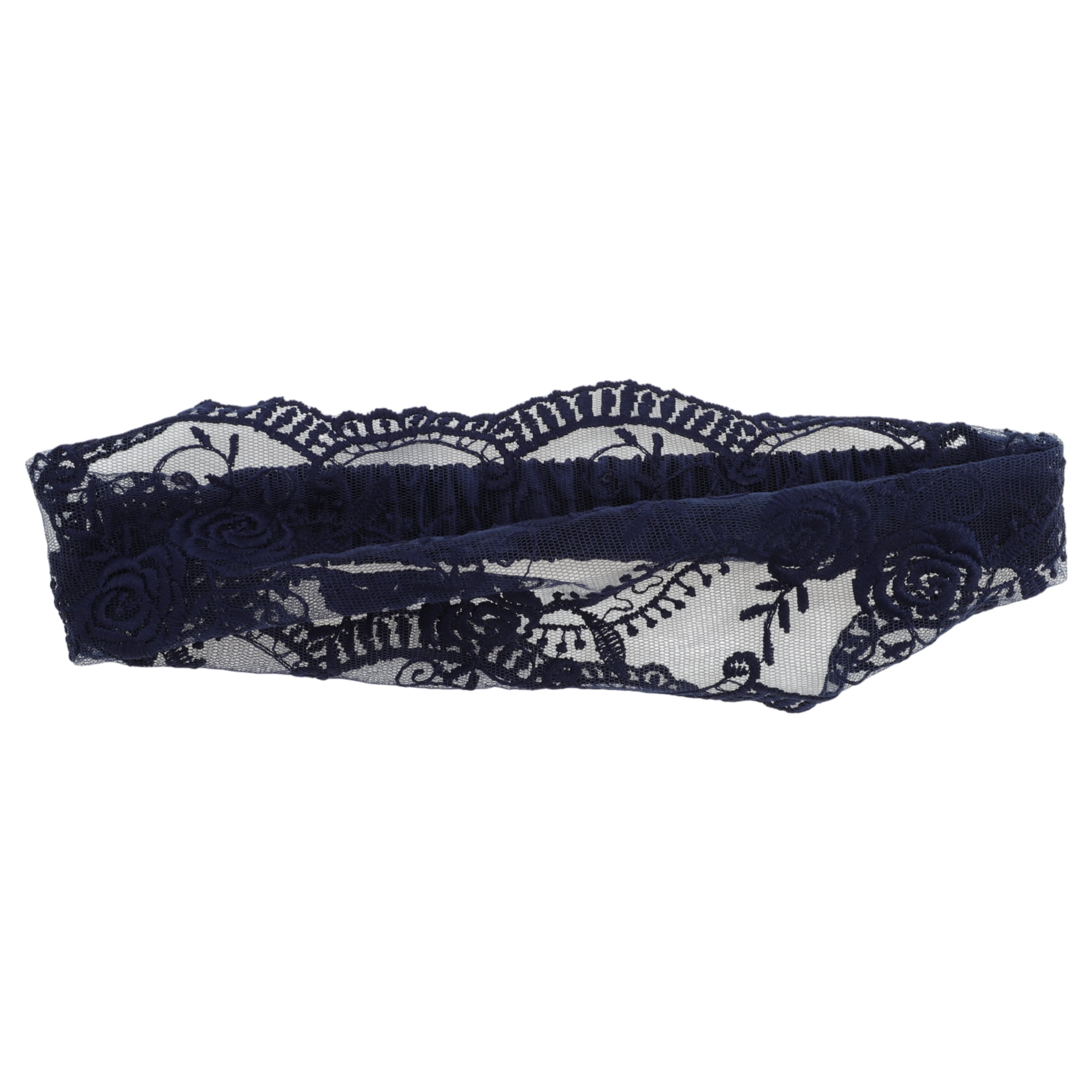 Unique Bargains Rose Lace Headband 1 Pc Navy Blue