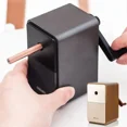 thumbnail image 2 of Adjustable Pencil Sharpener with Long Lasting Blade Hand Crank Table Sharpeners Machine Stationery (Brown), 2 of 6