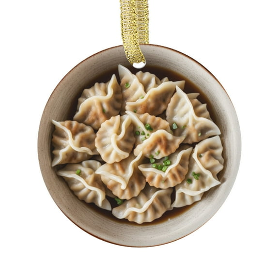 Gyoza Japanese Chinese Dumplings Food Lovers Foodie Novelty Holiday Christmas Ornament Xmas Tree Gift (Flat Design Printed on Ceramic, NOT 3D)