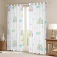 thumbnail image 2 of Rainbow Curtains & Drapes Kawaii Sun and Clouds 30%-50% Blackout Curtains for Living Room, Boho Rainbow Blue Pink Love Heart Curtains 52Wx84L for Gift Decor, 2 of 5