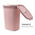 thumbnail image 5 of Mind Reader 60L Slim Laundry Hamper, Clothes Basket, Lid, Wicker Style, Plastic, 17.65"L x 13.75"W x 24.15"H, Set of 2, Pink, 5 of 8