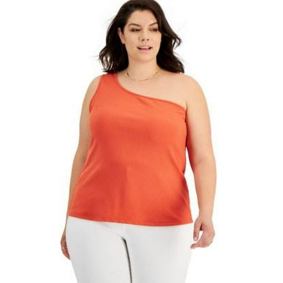 MSRP $40 Inc International Concepts Women Plus One-Shoulder Tank Top Size 0X