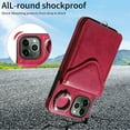thumbnail image 2 of Allytech iPhone 12 Pro Max Case with Ring Holder & Shoulder Strap, Retro PU Leather Cards Slots Kickstand Detachable Lanyard Shockproof Wallet Case Cover for Apple iPhone 12 Pro Max - Red, 2 of 14
