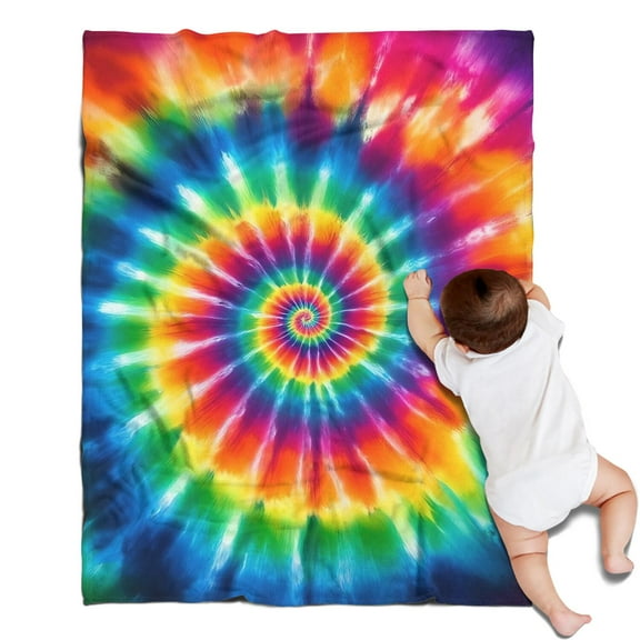 Colorful Rainbow Tie Dye Spiral Pattern Blanket,Comfortable Soft Flannel Throw Blanket,All Season,Warm Lightweight Blankets for Sofa Bed Couch Living Room Chair,30"x40"