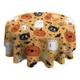 thumbnail image 4 of Cute Halloween Icons Pattern Round Tablecloth 60"x60",Wrinkle Wipeable Table Cloth for Kitchen Dining Room Picnic Patio Party, 4 of 6