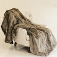 thumbnail image 2 of Plutus 48" x 60" Frost Mink Brown Faux Fur Luxury Throw in Dark, 2 of 3
