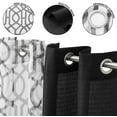 thumbnail image 3 of Mainstays Kingswood Solid and Printed Sheer Grommet Curtain Panel Set, 4 Piece, Black, 27.5" W x 63" L, 3 of 9