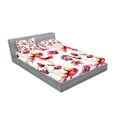 thumbnail image 2 of Ambesonne Floral Fitted Sheet & Pillow Sham Set, Blooming Tulip Poppy, Full, Red White, 2 of 2
