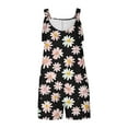 thumbnail image 3 of Women Summer Linen Shorts Overalls Rompers Cute Daisy Adjustable Strap Sleeveless Bib Shorts Jumpsuit with Pockets, 3 of 5