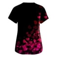 thumbnail image 3 of Qwertyu Womens Scrub Tops V Neck Short Sleeve Casual Valentines Day Scrubs Red Heart Print Workwear Scrub Tops with Pockets Black 3XL, 3 of 3
