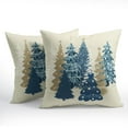 thumbnail image 2 of Blue Decorative Pillow Covers 16x16 Inch Set of 2 Christmas Tree Outdoor Throw Pillow Covers Winter Xmas Holiday Pillowcases Cushion Covers for Home Couch Christmas Decor, 2 of 6