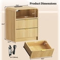 thumbnail image 2 of KIGOTY Modern Fluted Nightstand Set of 2 with Charging Station, Night Stand Bedside Table with 2 Drawers,End Side Table with Open Shelf for Bed Room (Yellow, 2 Pack), 2 of 6
