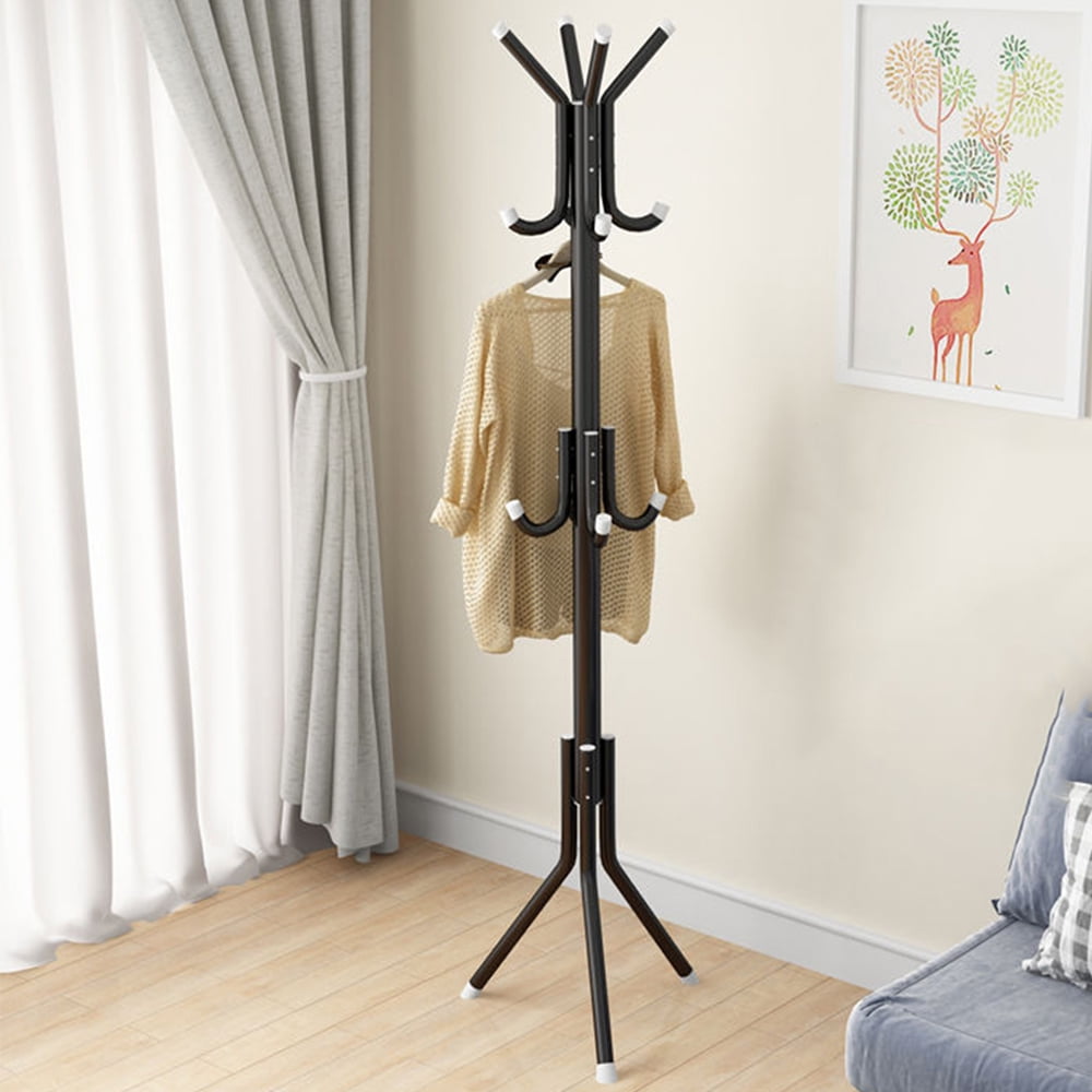 Hadineeon FreeStanding Coat Rack, Metal Stand Simple Bedroom Coat Rack, Floor Clothes Hangers