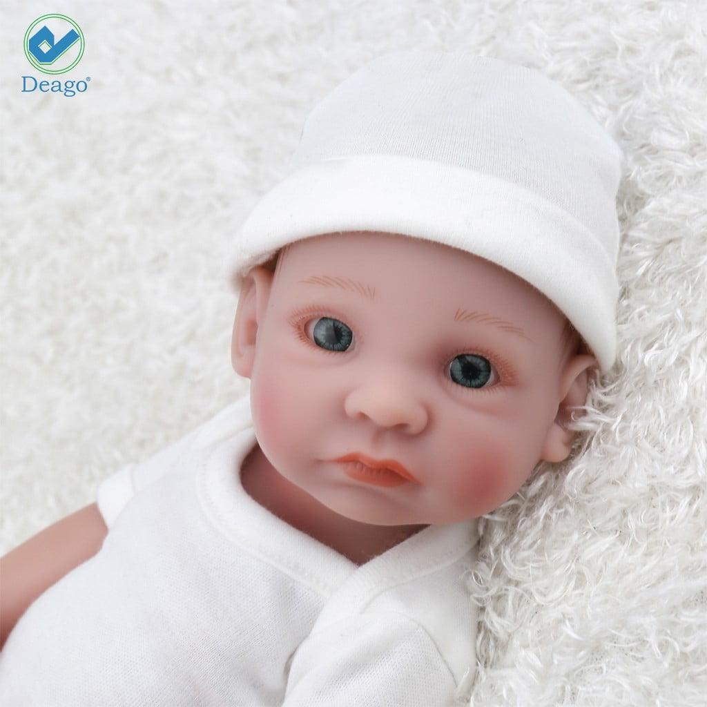 Deago Reborn Newborn Baby Realike Doll Handmade Lifelike Silicone Vinyl Weighted Alive Lovely Cute Doll Gifts 11" (Boy)