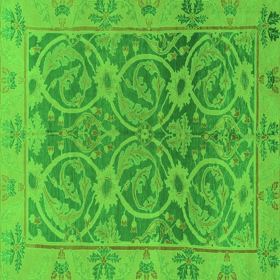 Ahgly Company Indoor Square Abstract Green Modern Area Rugs, 4' Square