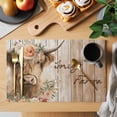thumbnail image 2 of Spring Cow Floral Placemats Set of 6 Light Brown Wooden Farmhouse Place Mats Indoor Wipeable Table Mats Washable Cloth Dining Table Placemats for Kitchen Holiday Party Home Decor 13x19 Inch, 2 of 9
