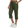 thumbnail image 2 of Fashion Olyvenn Women's Cargo Capris Pants with 6 Pockets Lightweight Cotton Hiking Casual Travel Summer Capri Pants for Women Green M, 2 of 9