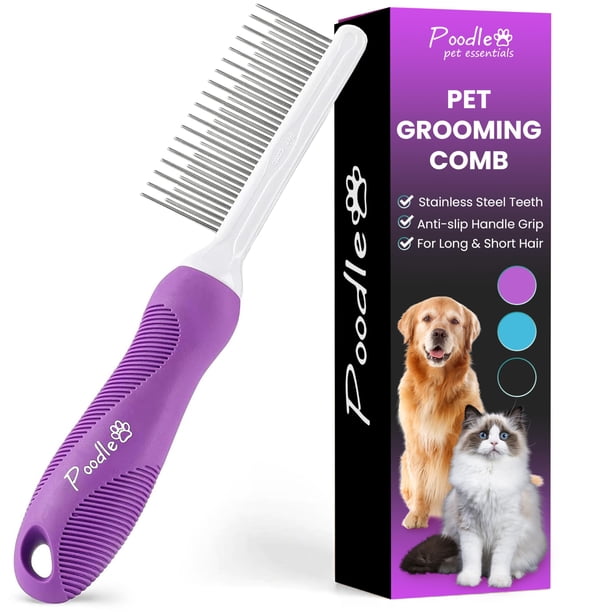 Peine desenredante para mascotas con dientes de acero inoxidable