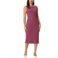 thumbnail image 2 of Vestido formal midi sin mangas de cuello barco para mujer Inspire Chic en púrpura ciruela talla L, 2 of 6