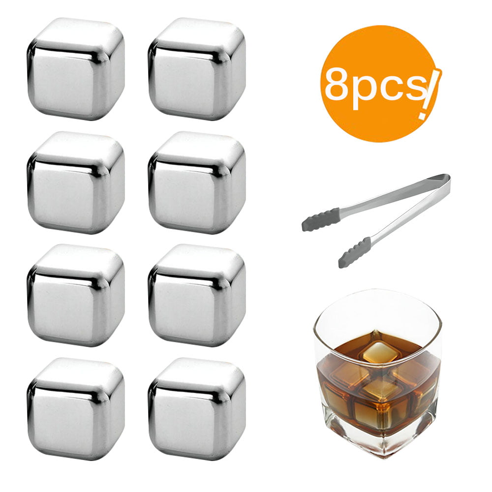 Reusable Chilling Stone Freezer 6pcs a Set with a Storage Bag Stainless Steel Ice Cubes for Whiskey