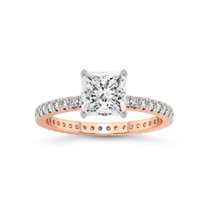 2 Carat IGI Certified Princess Shape Lab Grown Diamond Engagement Ring | 14K Rose Gold | Claire Full Eternity Lab Diamond Ring | FG-VS1-VS2 Quality Friendly Diamonds