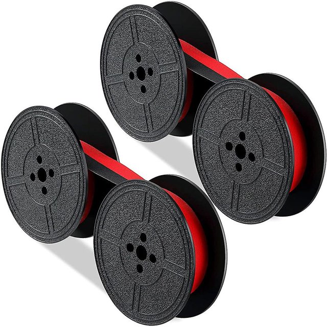 Paquete de 2 carretes de cinta para máquina de escribir, carrete rojo y negro, paquete de repuesto para máquina de escribir