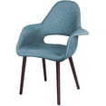 thumbnail image 4 of Homelala - Set of 2 Organic Upholstered Fabric Modern Armchairs with Dark Walnut Brown Wooden Legs for Dining Room Office or Accent Chair (Blue), 4 of 5