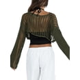 thumbnail image 3 of xiaxaixu Hauts en Tricot Ajouré pour Femmes Mode Manches Longues Col Rond Crochet Ample Crop Tops Mode Urbaine, 3 of 6